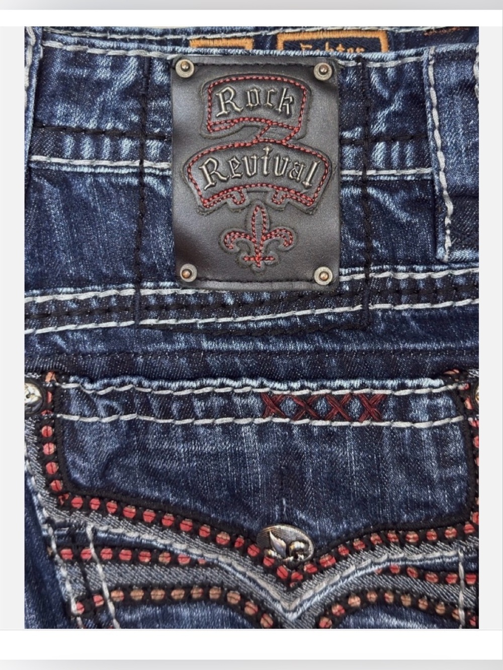 Rock Revival Men’s Denim Blue Jeans Relaxed Straight Echtar Size 36x30 - Picture 9 of 16